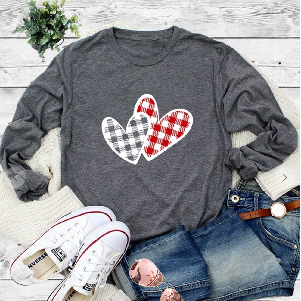 Gray Heart Long-Sleeved Tee
